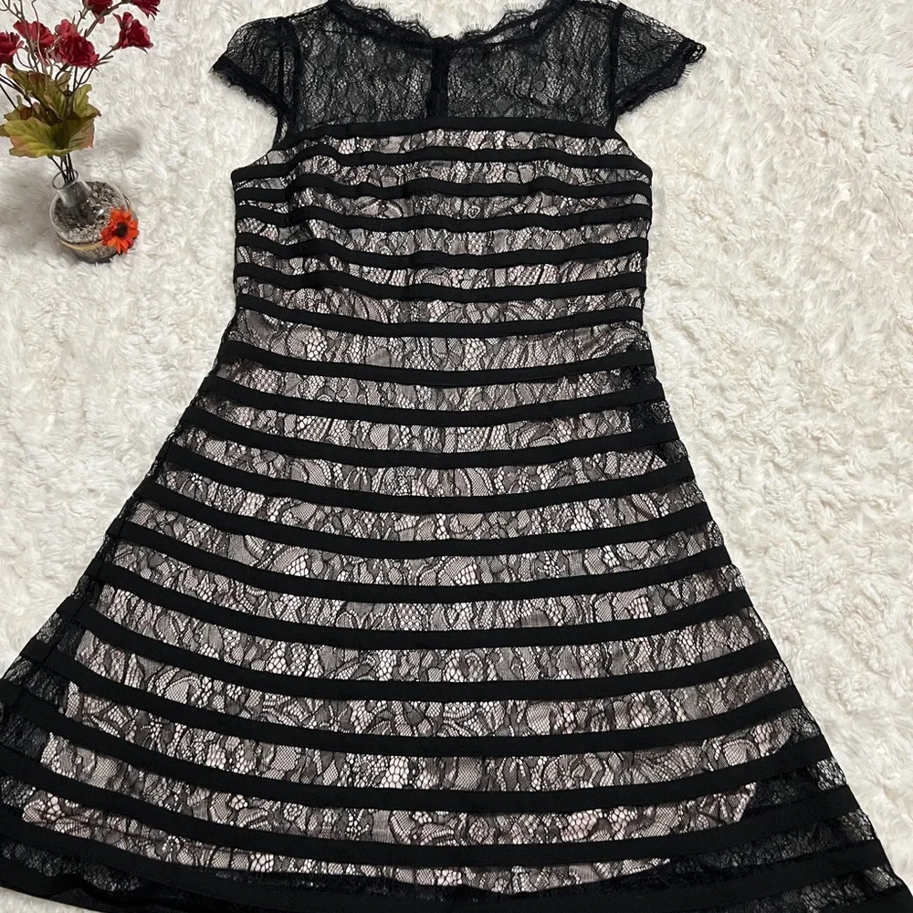 Adranna Papell Womens Black Lace Dress Size 12P Excellent condition. - Picture 4 of 15